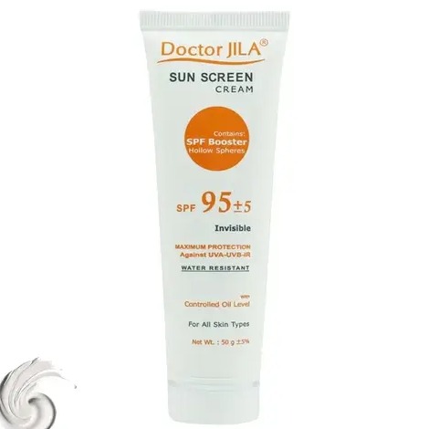 کرم ضد آفتاب بدون رنگ دکتر ژیلا SPF95 مدل Invisible محافظ UVA ،UVB، ضد آب، تنظیم ترشح چربی پوست، مناسب انواع پوست حجم 50 میلی‌لیتر